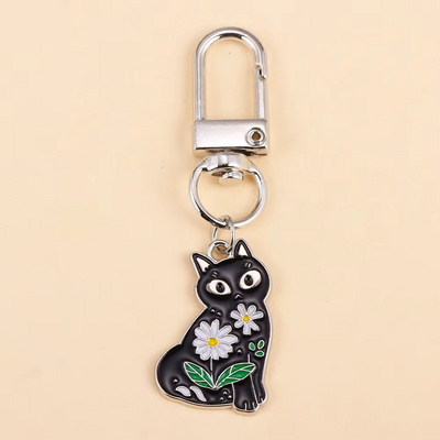 Porte-clés fleurs élégant en métal