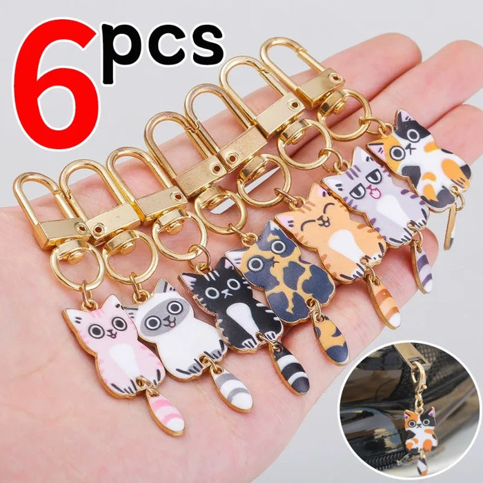 Porte-clés chat mignon en métal kawaii