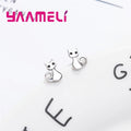 Boucles d'oreilles chat en argent 925 avec zircone cubique