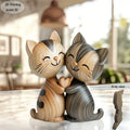 Sculpture Couple de Chatons en Bois 2D - Décoration Charme pour Maison et Bureau