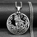 Collier pendentif chat en acier inoxydable - Style hip-hop fleur noire - Unisexe
