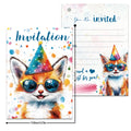 Invitation anniversaire chaton aquarelle - 12 pièces