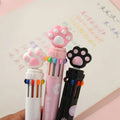 Stylo à bille Patte de Chaton 10 en 1 - 1 pièce, encre colorée - Fournitures scolaires Kawaii pour enfants