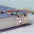 Bracelet en émail Chat Fleuri