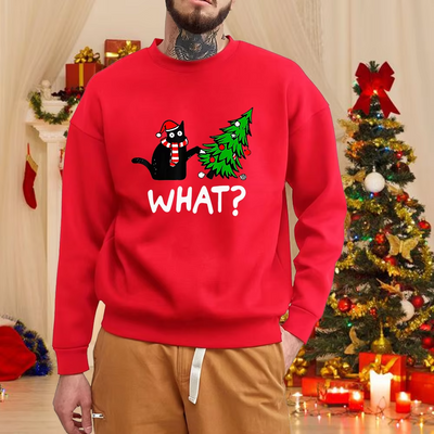 Sweatshirt Noël avec imprimé chat