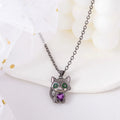 Collier Chat Noir avec Cœur et Yeux Verts