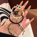 Bracelets porte-bonheur FU bleu grand œil chat noir - Ensemble tressé pour couples