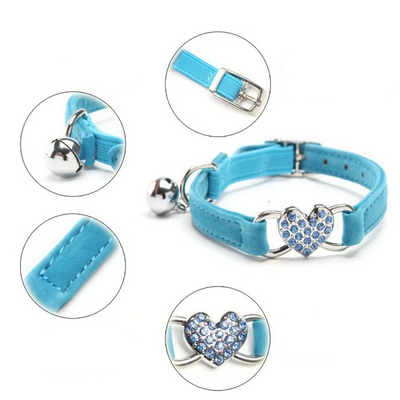 Collier pour chat en velours avec clochette et sécurité ajustable