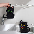 Serviette à main chat noir dessin animé – Chiffon absorbant pour salle de bain et cuisine