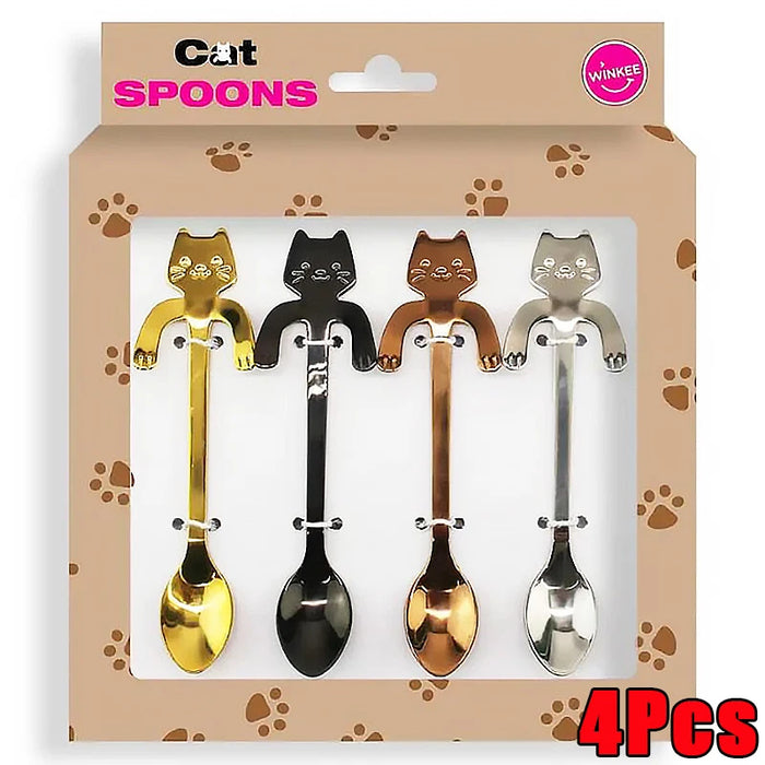 Cuillère à café en acier inoxydable forme chat - Mini cuillère dessert et glace
