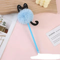 Stylo à bille avec pompon chat en peluche coloré - Fournitures scolaires et bureau
