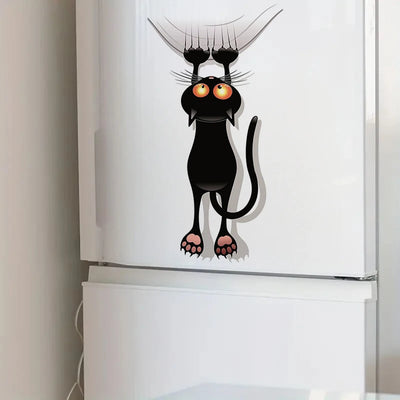 Autocollant Chat Noir Décoratif pour Mur et Fenêtre