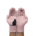 Gants en laine avec motif chat - Chauds et confortables