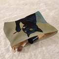 Trousse de maquillage en velours avec motif chat noir