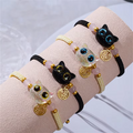 Bracelets en perles de chat noir à grands yeux
