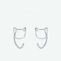 Boucles d'oreilles chat creux simples et mignonnes en argent hypoallergénique pour femmes et adolescentes