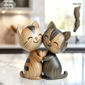 Sculpture Couple de Chatons en Bois 2D - Décoration Charme pour Maison et Bureau
