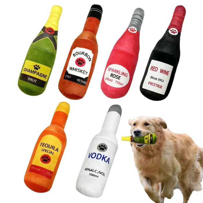 Jouet en peluche bouteille de bière pour chiens avec couineur - CatNShop