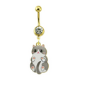 Anneau de piercing doré avec cristal et motif de chat