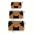 Tapis de porte en polyester avec chat noir - Lavable en machine