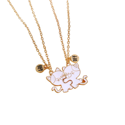 Collier Pendentif Puzzle en Forme de Chat - Amies pour Toujours