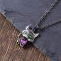 Collier Chat Noir avec Cœur et Yeux Verts