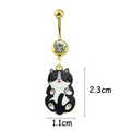 Anneau de piercing doré avec cristal et motif de chat