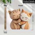 Sculpture Couple de Chatons en Bois 2D - Décoration Charme pour Maison et Bureau