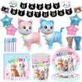 Décorations de fête d'anniversaire pour chaton - Ballons, vaisselle et fournitures rose