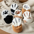 Chaussettes blanches kawaii avec motifs 3D chien et chat pour femmes - Chaudes et confortables
