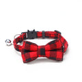 Collier détachable pour chat avec nœud papillon et cloche - Plaid de Noël rouge élastique réglable