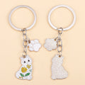 Interrupteur porte-clés chat fleurs pour femme - Ensemble 2 pièces