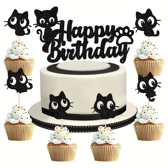 Décoration de gâteau chat noir pour fêtes et anniversaires - CatNShop