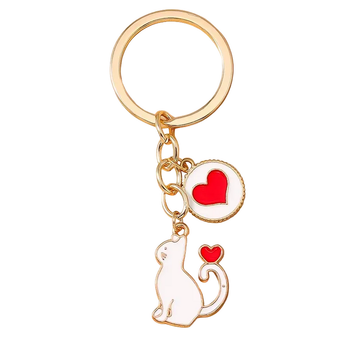 Porte-clés en Émail Chat - Accessoire mignon pour sac