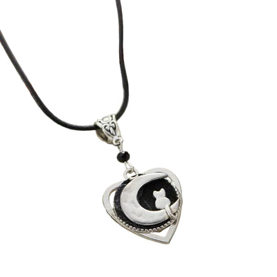 Collier Chat Lunaire Vintage en Argent