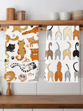 Serviette multi-usage en polyester motif queue de chat - Lot de 2