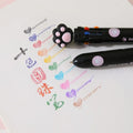 Stylo à bille Patte de Chaton 10 en 1 - 1 pièce, encre colorée - Fournitures scolaires Kawaii pour enfants