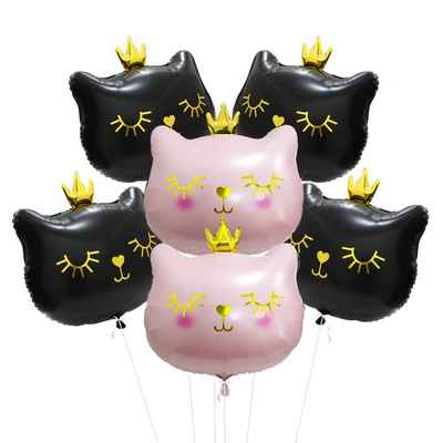 Ballons en forme de chat rose ou noir- Décoration festive