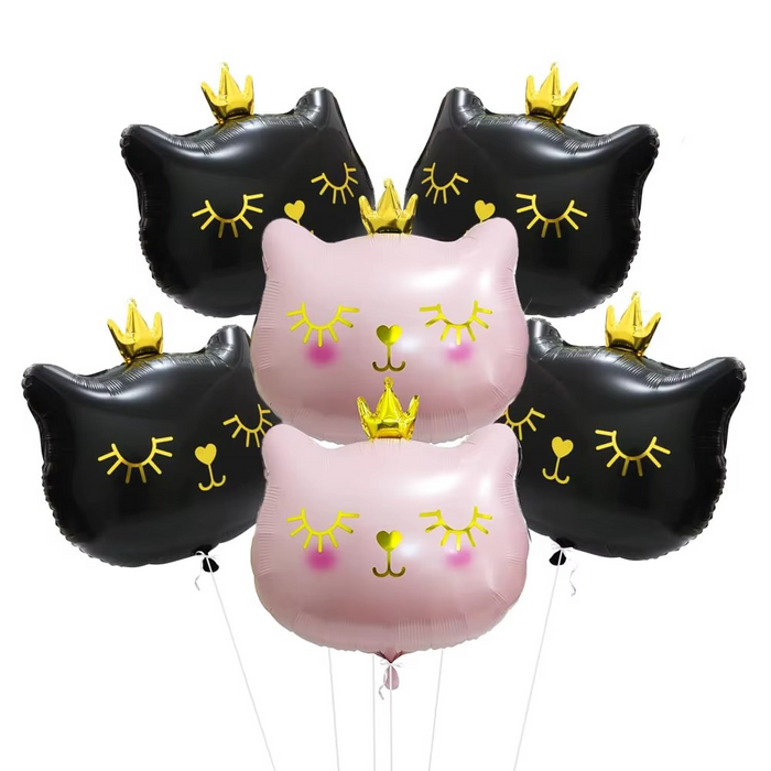 Ballons en forme de chat rose ou noir- Décoration festive