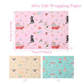 Feuilles de papier d'emballage thème animal de compagnie - Chats mignons 50x70cm - Lot de 3 ou 6 pièces