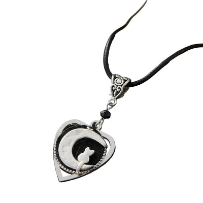 Collier Chat Lunaire Vintage en Argent