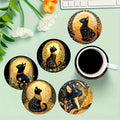 Set de sous-verres en bois Black Cat - 6 pièces