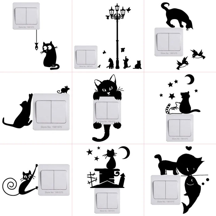 Autocollant chat pour interrupteur mural – Décoration chambre d'enfants et plus