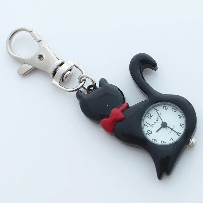 Montre de poche à quartz avec pendentif chat - porte-clés tendance GL58K