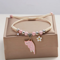 Bracelet en émail Chat Fleuri