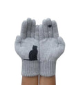 Gants en cachemire épais chat dessin animé pour hommes et femmes - Hiver chaud et froid
