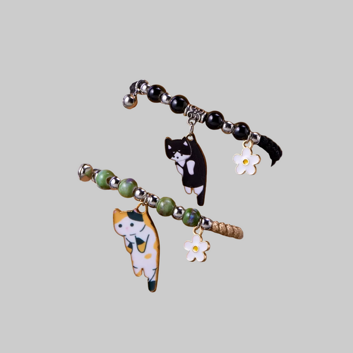 Bracelet en émail Chat Fleuri