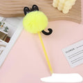 Stylo à bille avec pompon chat en peluche coloré - Fournitures scolaires et bureau