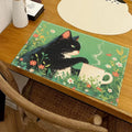 Napperon imprimé chat noir - Décor de table en lin pour fête d'anniversaire