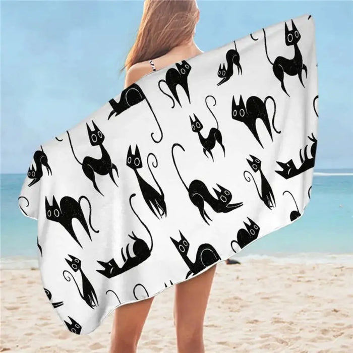 Serviette de bain enfant chat mignonne en microfibre